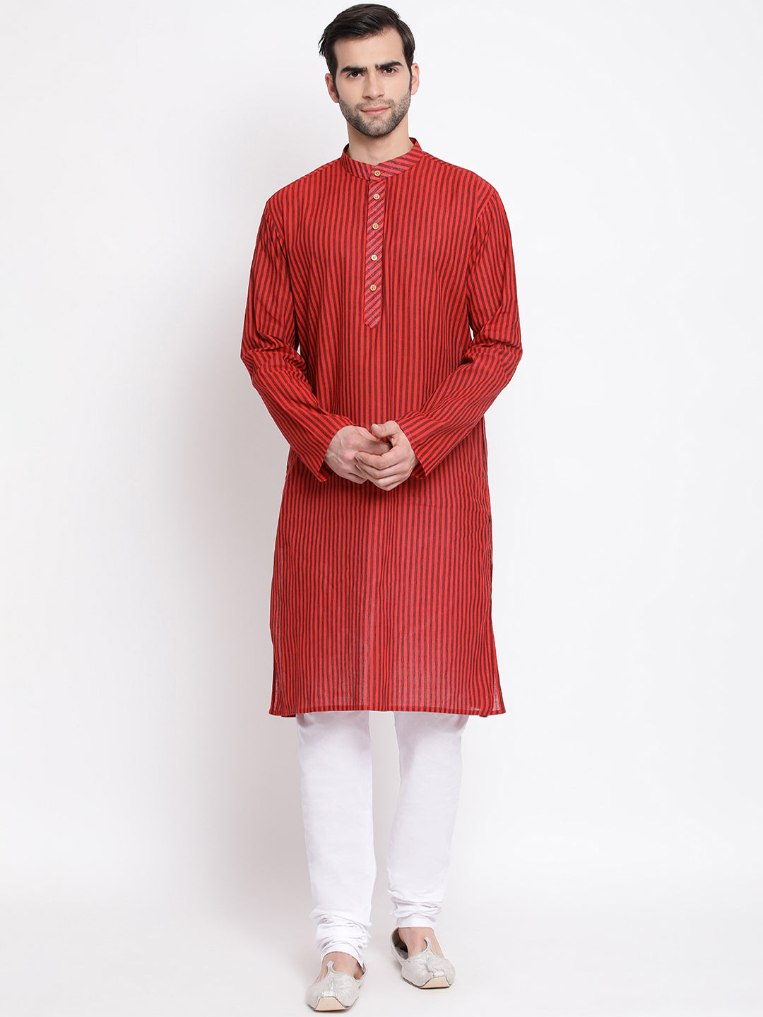 Vastramay Men's Maroon Pure Cotton Kurta - Distacart