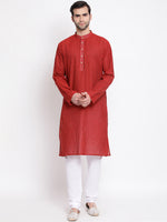 Thumbnail for Vastramay Men's Maroon Pure Cotton Kurta - Distacart