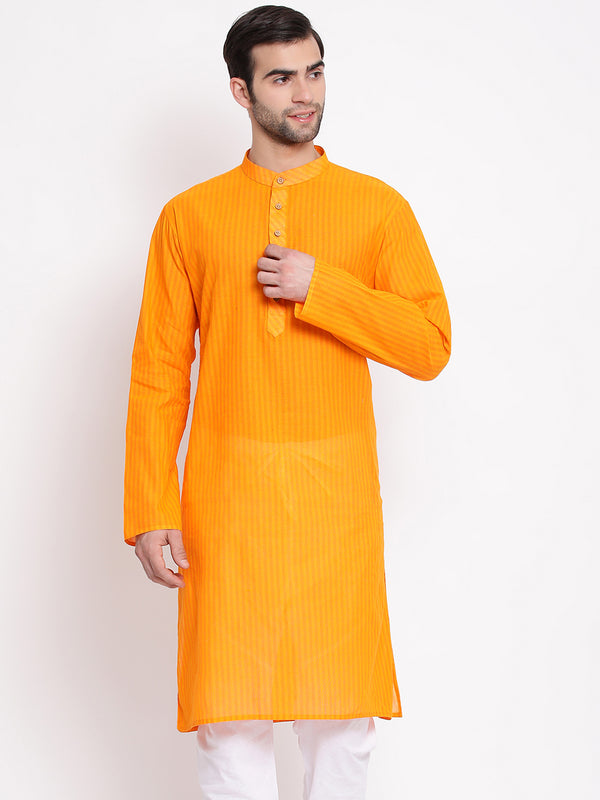 Vastramay Men's Orange Pure Cotton Kurta - Distacart