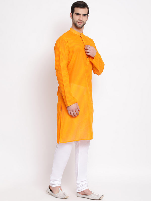 Vastramay Men's Orange Pure Cotton Kurta Pyjama Set - Distacart