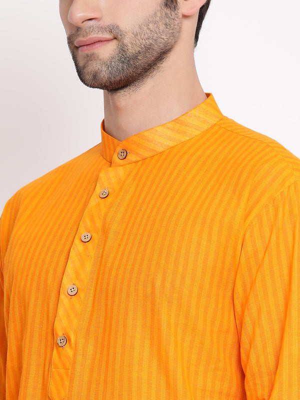 Vastramay Men's Orange Pure Cotton Kurta Pyjama Set - Distacart
