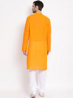 Thumbnail for Vastramay Men's Orange Pure Cotton Kurta Pyjama Set - Distacart