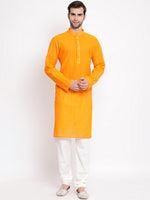 Thumbnail for Vastramay Men's Orange Pure Cotton Kurta Pyjama Set - Distacart