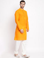 Thumbnail for Vastramay Men's Orange Pure Cotton Kurta Pyjama Set - Distacart