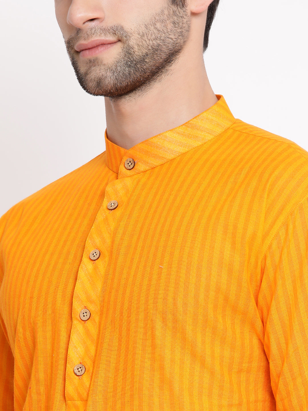 Vastramay Men's Orange Pure Cotton Kurta Pyjama Set - Distacart