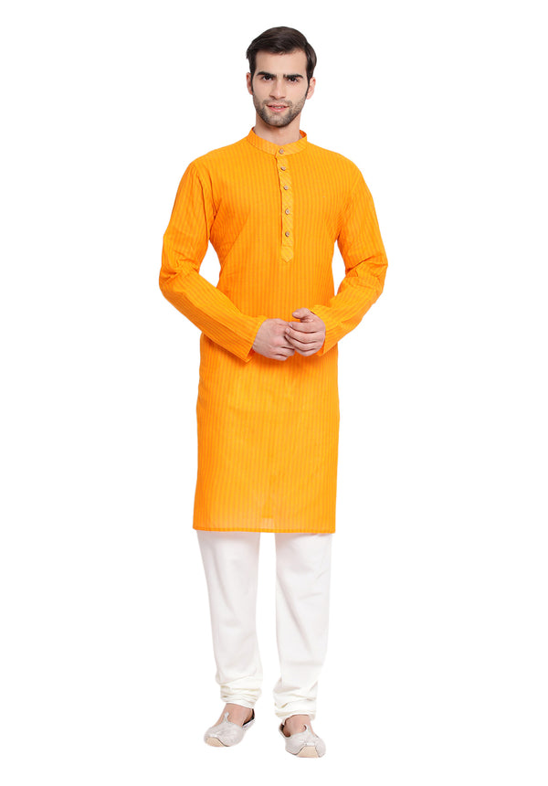 Vastramay Men's Orange Pure Cotton Kurta Pyjama Set - Distacart