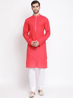 Thumbnail for Vastramay Men's Pink Pure Cotton Kurta Pyjama Set - Distacart