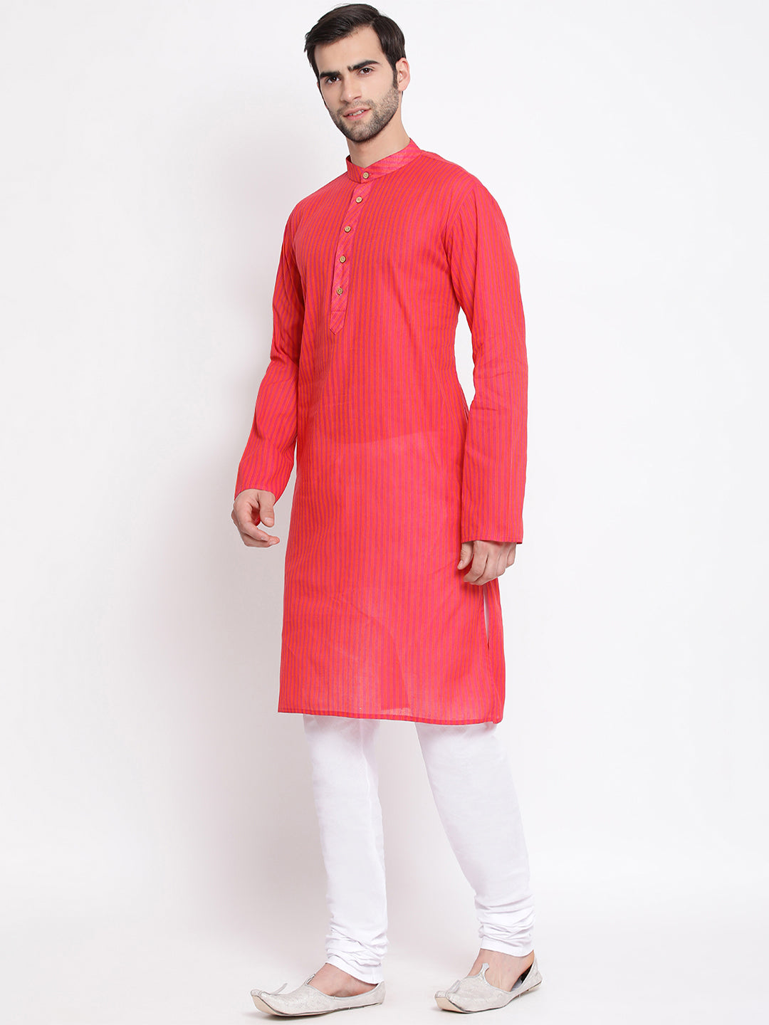 Vastramay Men's Pink Pure Cotton Kurta Pyjama Set - Distacart