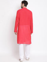 Thumbnail for Vastramay Men's Pink Pure Cotton Kurta Pyjama Set - Distacart