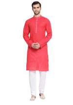 Thumbnail for Vastramay Men's Pink Pure Cotton Kurta Pyjama Set - Distacart