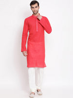Thumbnail for Vastramay Men's Pink Pure Cotton Kurta Pyjama Set - Distacart