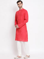 Thumbnail for Vastramay Men's Pink Pure Cotton Kurta Pyjama Set - Distacart