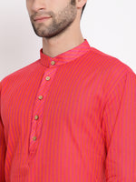 Thumbnail for Vastramay Men's Pink Pure Cotton Kurta Pyjama Set - Distacart