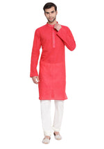 Thumbnail for Vastramay Men's Pink Pure Cotton Kurta Pyjama Set - Distacart