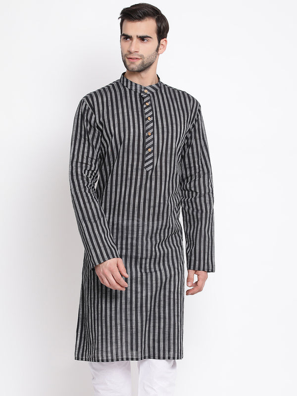 Vastramay Men's Black Pure Cotton Kurta - Distacart