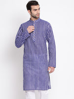 Thumbnail for Vastramay Men's Blue Pure Cotton Kurta - Distacart