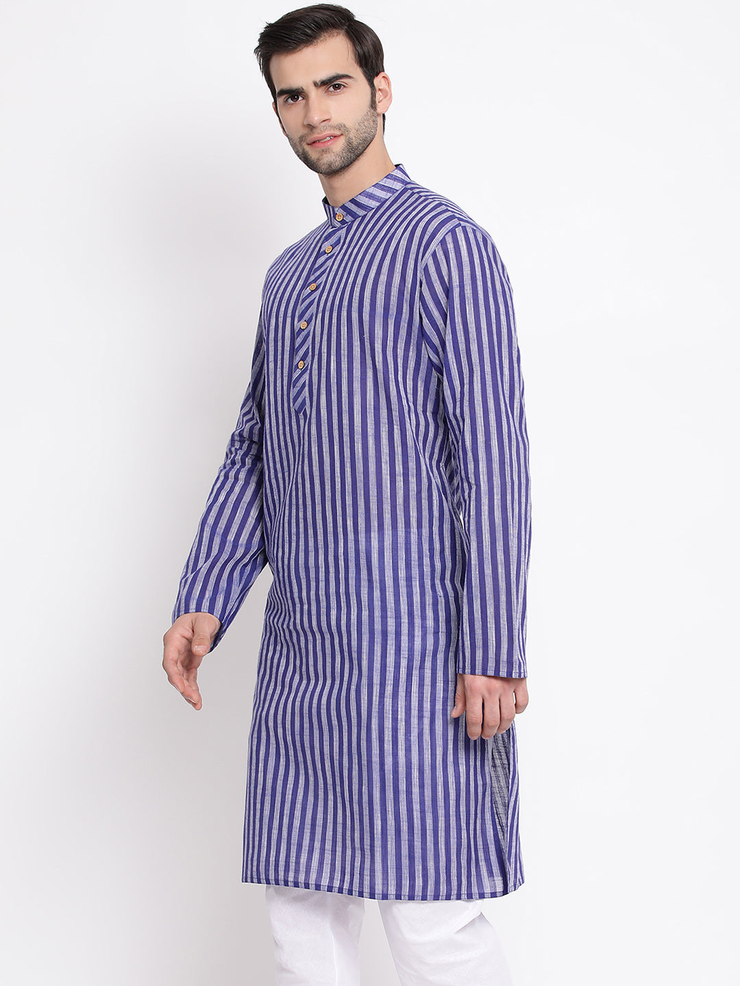 Vastramay Men's Blue Pure Cotton Kurta - Distacart
