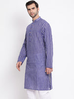 Thumbnail for Vastramay Men's Blue Pure Cotton Kurta - Distacart