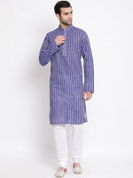 Thumbnail for Vastramay Men's Blue Pure Cotton Kurta Pyjama Set - Distacart
