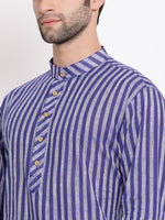 Thumbnail for Vastramay Men's Blue Pure Cotton Kurta Pyjama Set - Distacart