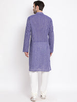 Thumbnail for Vastramay Men's Blue Pure Cotton Kurta Pyjama Set - Distacart