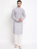 Thumbnail for Vastramay Men's Grey Pure Cotton Kurta Pyjama Set - Distacart