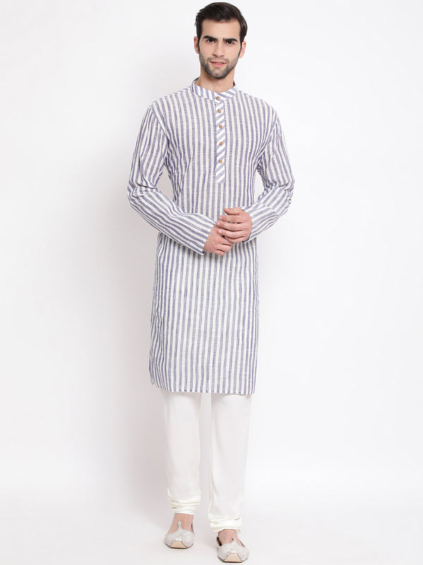 Vastramay Men's Grey Pure Cotton Kurta Pyjama Set - Distacart