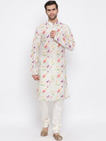 Thumbnail for Vastramay Men's Cream Cotton Blend Kurta Pyjama Set - Distacart