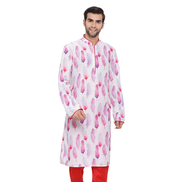 Vastramay Men's Pink Cotton Blend Kurta - Distacart