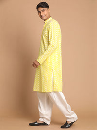 Thumbnail for Vastramay Men's Mustard And White Pure Cotton Kurta And Patiala Set - Distacart