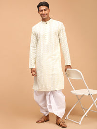 Thumbnail for Vastramay Men's Yellow Pure Cotton Kurta And Dhoti Set - Distacart