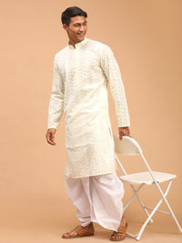 Thumbnail for Vastramay Men's Yellow Pure Cotton Kurta And Dhoti Set - Distacart