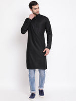Thumbnail for VM by Vastramay Men's Black Cotton Blend Kurta - Distacart