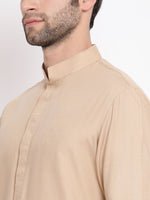 Thumbnail for VM by Vastramay Men's Beige Cotton Blend Kurta - Distacart