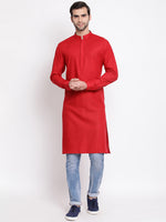 Thumbnail for VM by Vastramay Men's Maroon Cotton Blend Kurta - Distacart