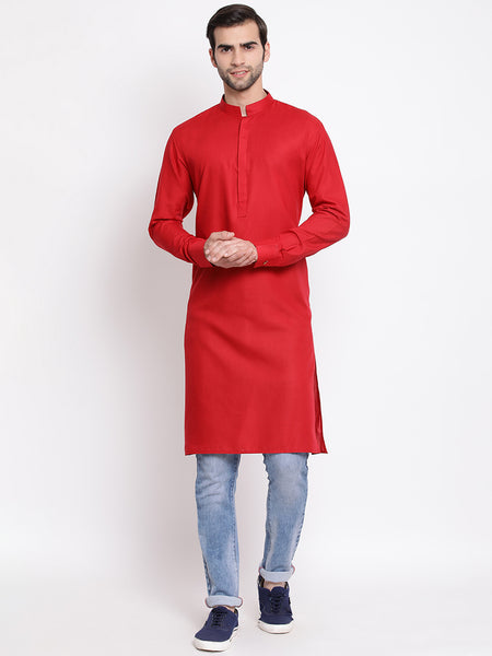 VM by Vastramay Men's Maroon Cotton Blend Kurta - Distacart