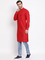 Thumbnail for VM by Vastramay Men's Maroon Cotton Blend Kurta - Distacart