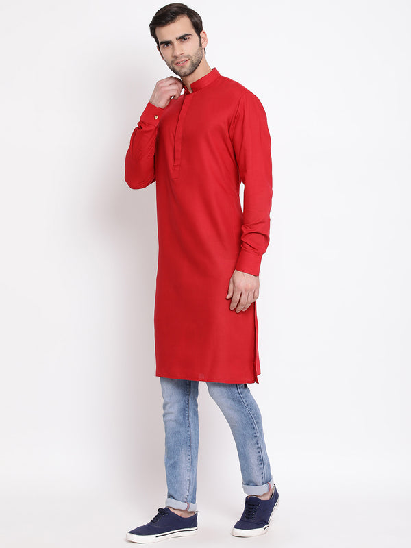 VM by Vastramay Men's Maroon Cotton Blend Kurta - Distacart