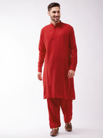 Thumbnail for VM by Vastramay Men's Maroon Cotton Blend Kurta And Patiala Set - Distacart