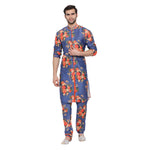 Thumbnail for Vastramay Men's Blue Cotton Blend Kurta Pyjama Set - Distacart