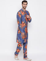 Thumbnail for Vastramay Men's Blue Cotton Blend Kurta Pyjama Set - Distacart