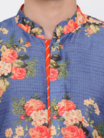 Thumbnail for Vastramay Men's Blue Cotton Blend Kurta Pyjama Set - Distacart