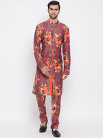 Thumbnail for Vastramay Men's Purple Cotton Blend Kurta Pyjama Set - Distacart