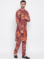 Thumbnail for Vastramay Men's Purple Cotton Blend Kurta Pyjama Set - Distacart