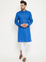 Thumbnail for VM by Vastramay Men's Blue And White Cotton Kurta Pyjama Set - Distacart