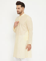 Thumbnail for VM by Vastramay Men's Cream Cotton Kurta - Distacart