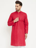 Thumbnail for Vastramay Men's Maroon Cotton Kurta - Distacart