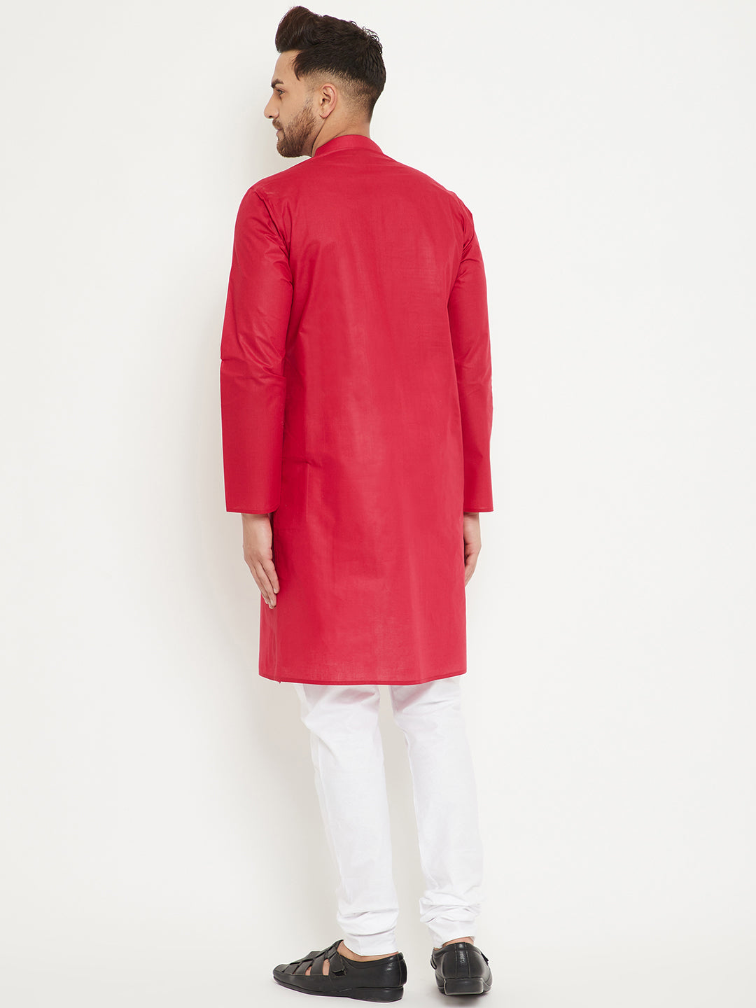 VM by Vastramay Men's Maroon And White Cotton Kurta Pyjama Set - Distacart