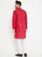 Thumbnail for VM by Vastramay Men's Maroon And White Cotton Kurta Pyjama Set - Distacart