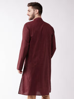 Thumbnail for Vastramay Men's Maroon Cotton Blend Kurta - Distacart